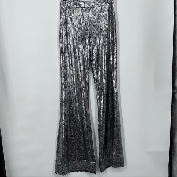 SOLD I.AM.GIA Metallic Silver Snakeskin Print Katana Ultra High Rise Flare Pants - Picture 2 of 8